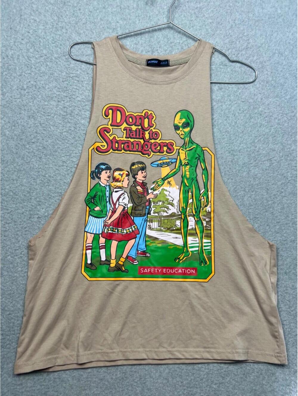 Y2k 90s Don't Talk to Strangers Athletic Tank Top Wmn Sz S Solid Sleeveless